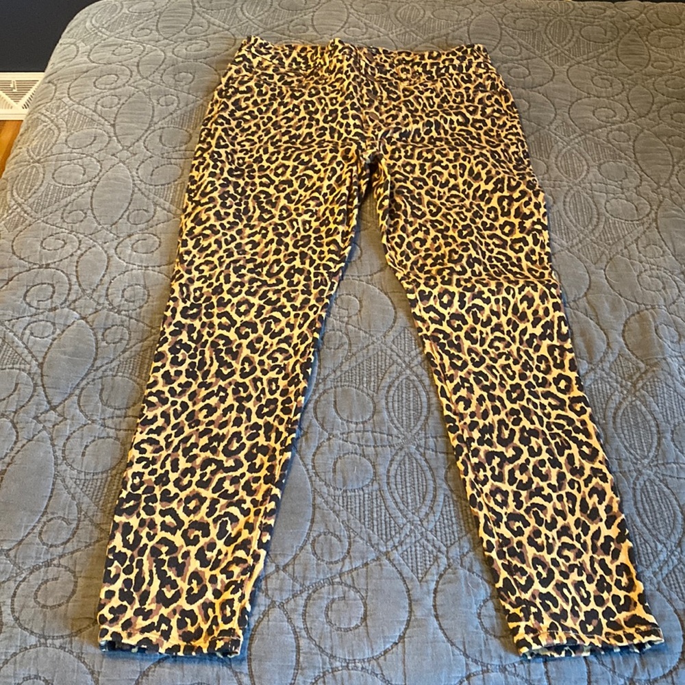 J.CREW 9” high-rise Skinny Jeans in cheetah print, 4 button fly size 30